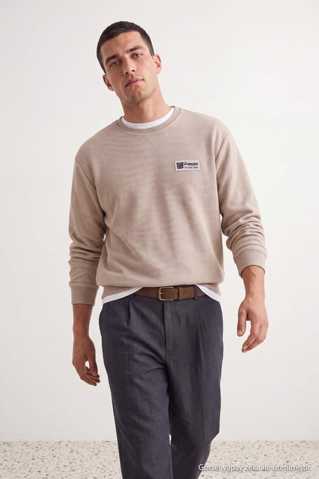 TRENDYOL MAN Men's Gray Slogan Long Oversize Sweatshirts - Image 6
