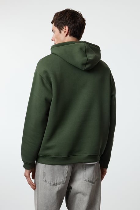 TRENDYOL MAN Men's Khaki Slogan Long Oversize Sweatshirts - Image 4
