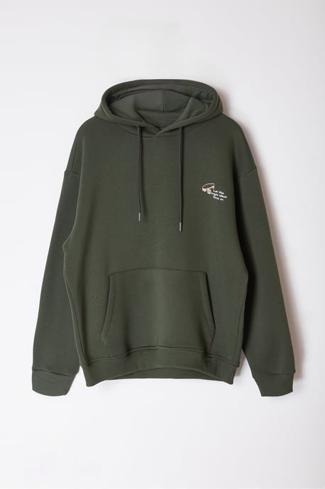 TRENDYOL MAN Men's Khaki Slogan Long Oversize Sweatshirts - Image 5