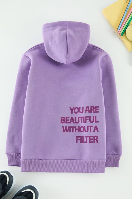 TRENDYOLKIDS Flickor Lila Slogan Lång Regular fit Sweatshirts - Image 2