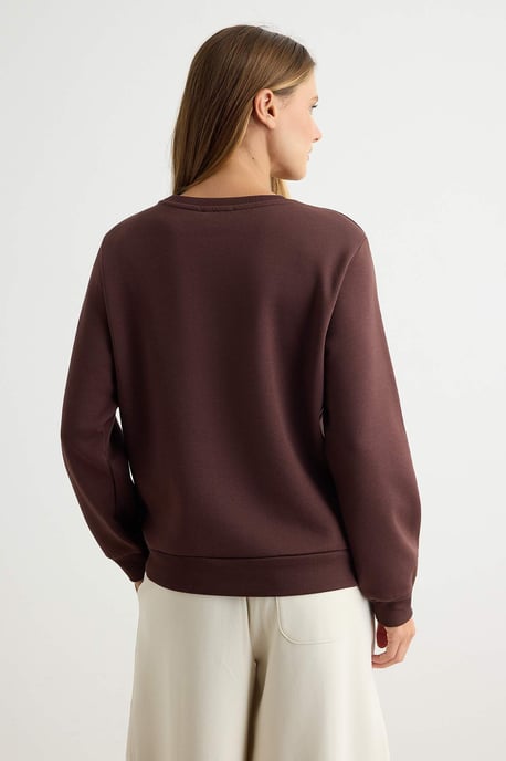 TRENDYOLMİLLA Dames Bruin Dierenprint Lang Regular fit Sweatshirts - Image 4