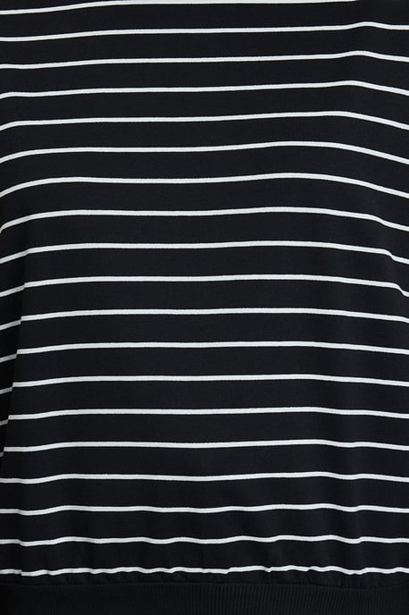 TRENDYOLMİLLA Dames Zwart Gestreept Lang Oversized Sweatshirts - Image 5