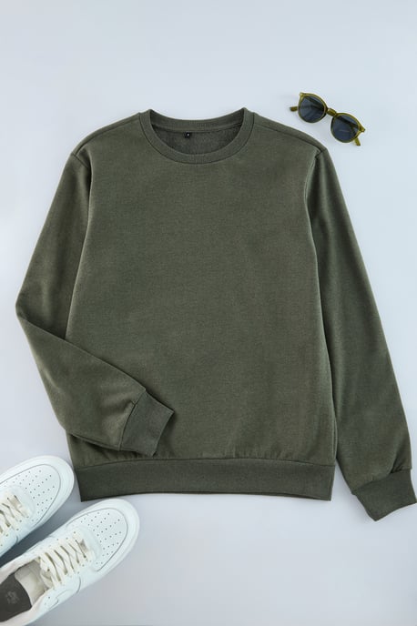 TRENDYOL MAN Men's Khaki Plain Long Regular fit Sweatshirts - Image 2