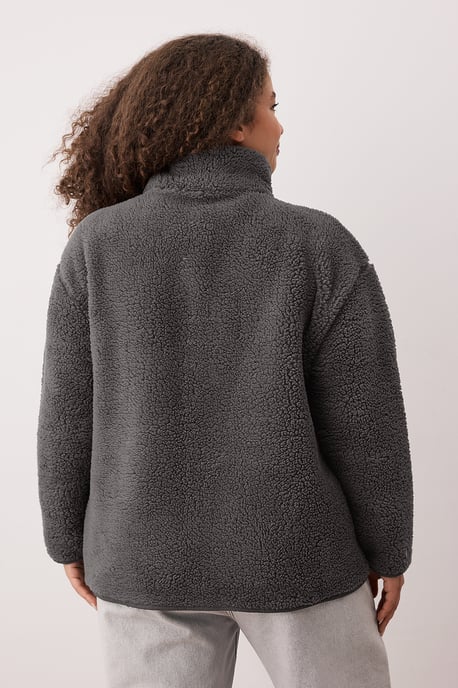 Trendyol Curve Dam Grå Enfärgad Lång Oversize Plus size Sweatshirts - Image 3