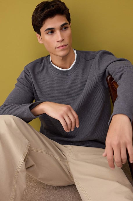 TRENDYOL MAN Men's Gray Plain Long Regular fit Sweatshirts - Image 1