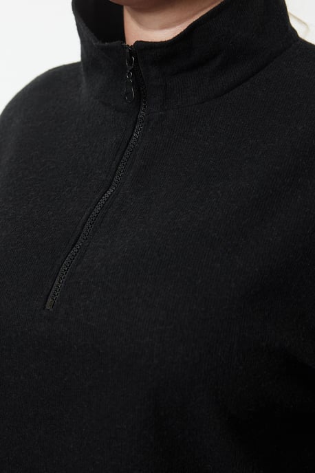 Trendyol Curve Dam Svart Enfärgad Lång Oversize Plus size Sweatshirts - Image 3