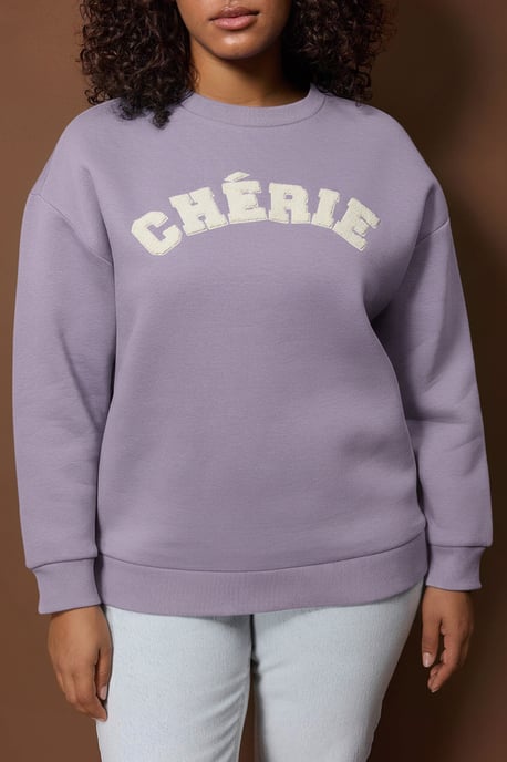 Trendyol Curve Dam Lila Slogan Lång Oversize Plus size Sweatshirts - Image 2