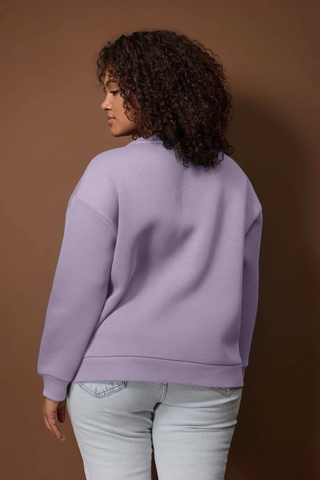Trendyol Curve Dam Lila Slogan Lång Oversize Plus size Sweatshirts - Image 3