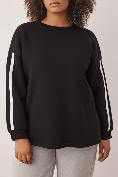 Trendyol Curve Dam Svart Enfärgad Lång Oversize Plus size Sweatshirts - Image 2