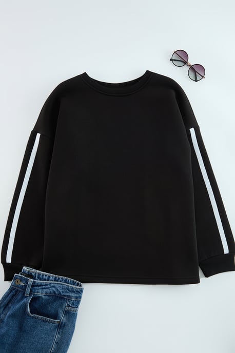 Trendyol Curve Dam Svart Enfärgad Lång Oversize Plus size Sweatshirts - Image 4