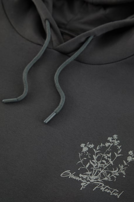 TRENDYOL MAN Men's Gray Floral Long Oversize Sweatshirts - Image 3