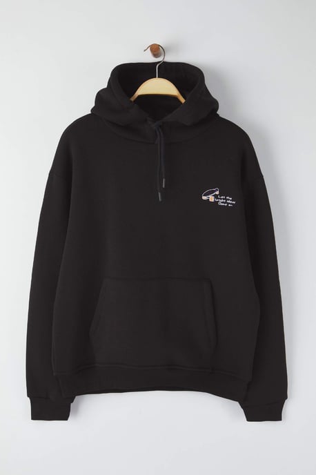 TRENDYOL MAN Herr Svart Slogan Lång Oversize Sweatshirts - Image 5