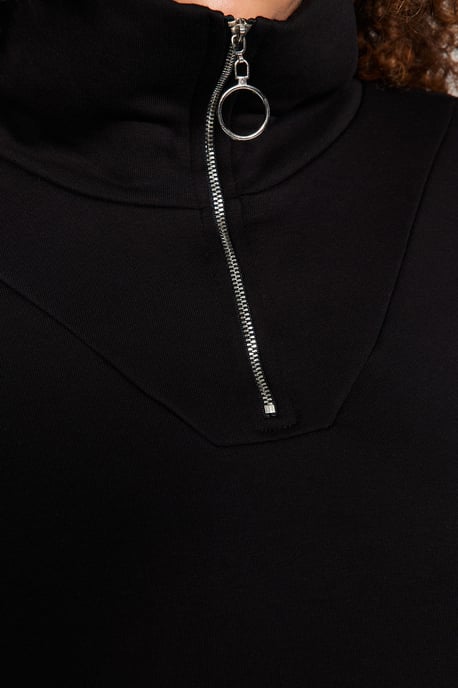 Trendyol Curve Dam Svart Enfärgad Lång Oversize Plus size Sweatshirts - Image 3