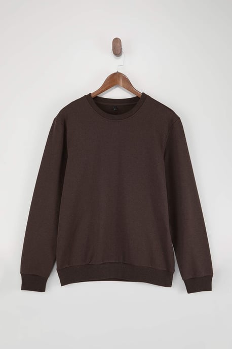 TRENDYOL MAN Herr Brun Enfärgad Lång Regular fit Sweatshirts - Image 3