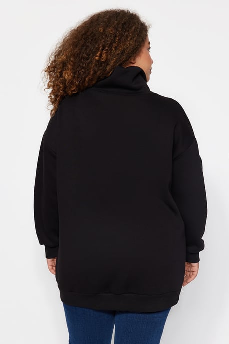 Trendyol Curve Dam Svart Enfärgad Lång Oversize Plus size Sweatshirts - Image 4