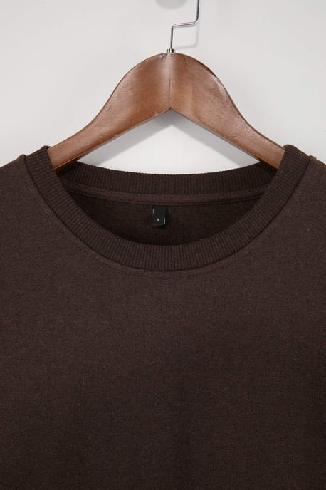 TRENDYOL MAN Herr Brun Enfärgad Lång Regular fit Sweatshirts - Image 4