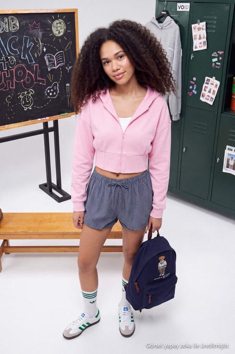 TRENDYOLMİLLA Dames Roze Effen Lang Getailleerd Sweatshirts - Image 1