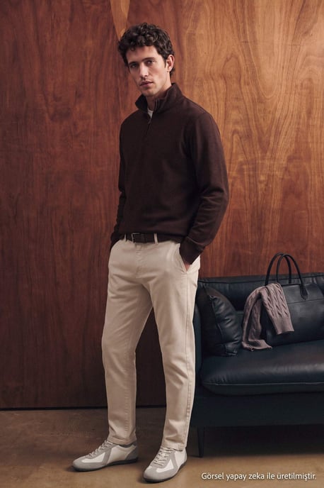TRENDYOL MAN Herr Brun Enfärgad Lång Regular fit Sweatshirts - Image 4