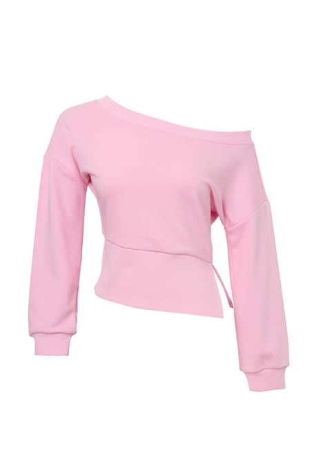 TRENDYOLMİLLA Dames Roze Effen Driekwart mouw Oversized Sweatshirts - Image 3
