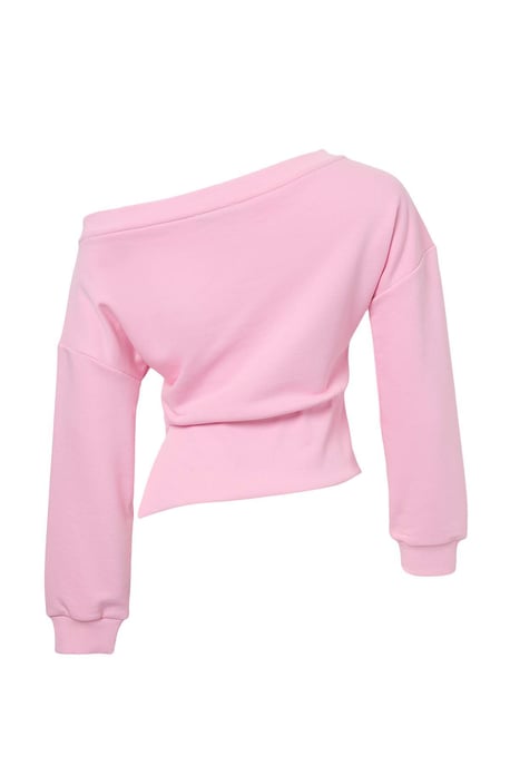 TRENDYOLMİLLA Dames Roze Effen Driekwart mouw Oversized Sweatshirts - Image 5