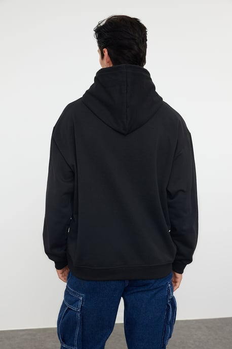 TRENDYOL MAN Herr Svart Enfärgad Lång Oversize Sweatshirts - Image 4