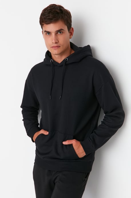 TRENDYOL MAN Herr Svart Enfärgad Lång Oversize Sweatshirts - Image 6