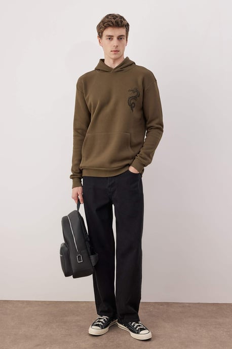TRENDYOL MAN Men's Khaki Plain Long Regular fit Sweatshirts - Image 1