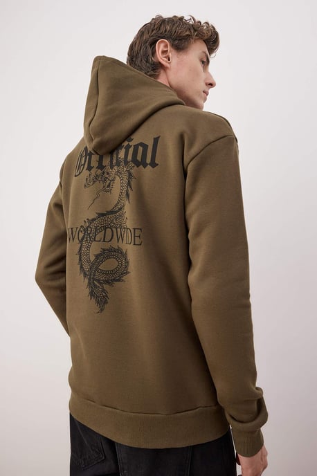 TRENDYOL MAN Men's Khaki Plain Long Regular fit Sweatshirts - Image 3