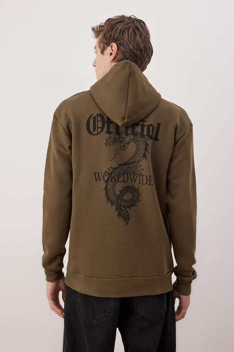 TRENDYOL MAN Men's Khaki Plain Long Regular fit Sweatshirts - Image 4