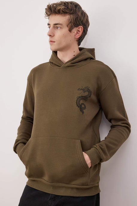 TRENDYOL MAN Men's Khaki Plain Long Regular fit Sweatshirts - Image 5