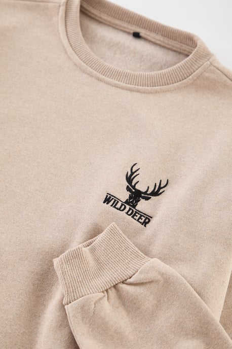 TRENDYOL MAN Herr Beige Djurmönster Lång Oversize Sweatshirts - Image 4