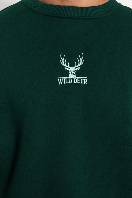 TRENDYOL MAN Herr Grön Djurmönster Lång Oversize Sweatshirts - Image 5