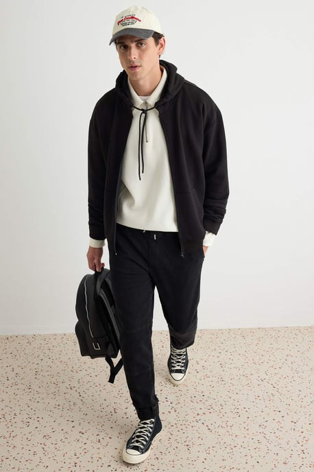 TRENDYOL MAN Men's Black Plain Long Oversize Sweatshirts - Image 5
