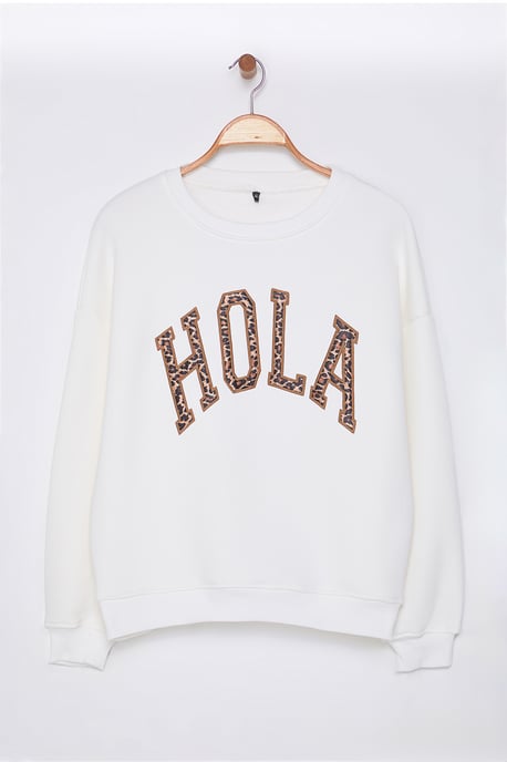 TRENDYOLMİLLA Meisjes Ecru Slogan Lang Regular fit Sweatshirts - Image 4