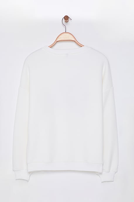TRENDYOLMİLLA Meisjes Ecru Slogan Lang Regular fit Sweatshirts - Image 5