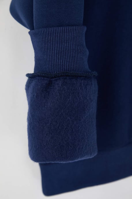 TRENDYOL MAN Men's Dark blue Plain Long Oversize Sweatshirts - Image 5