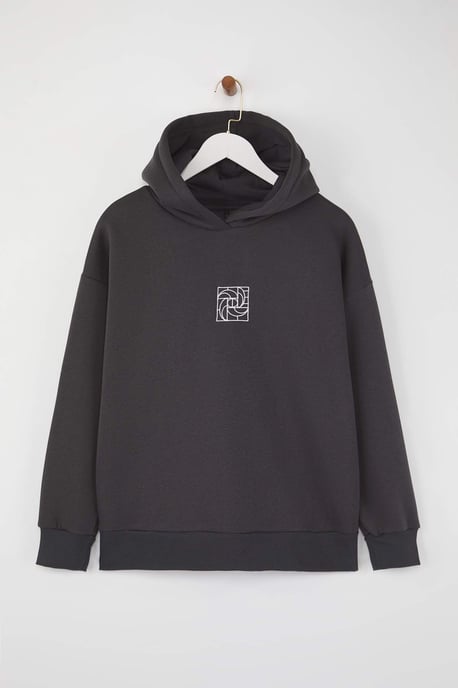 TRENDYOLMİLLA Dames Grijs Geometrisch patroon Lang Oversized Sweatshirts - Image 4
