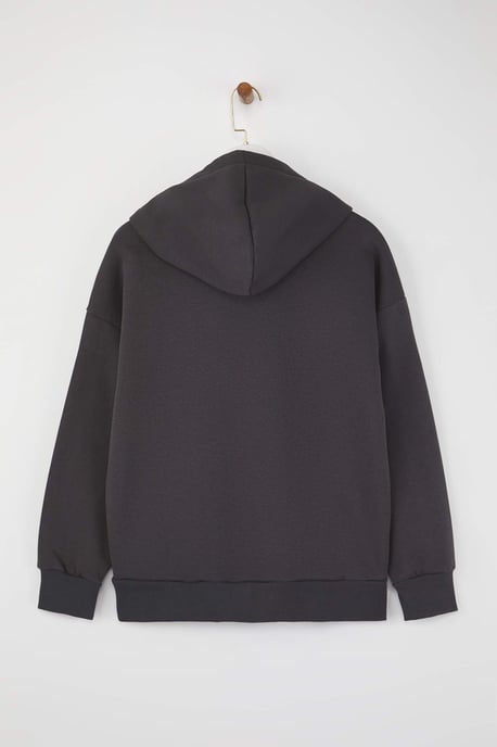 TRENDYOLMİLLA Dames Grijs Geometrisch patroon Lang Oversized Sweatshirts - Image 5