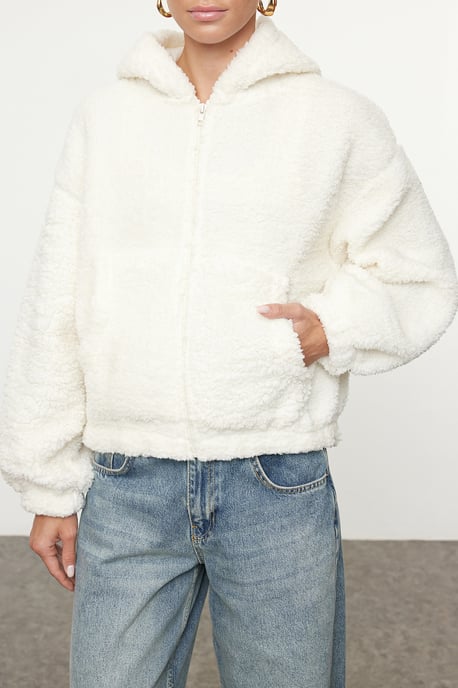 TRENDYOLMİLLA Dam Ecru Enfärgad Lång Relaxed fit Sweatshirts - Image 2