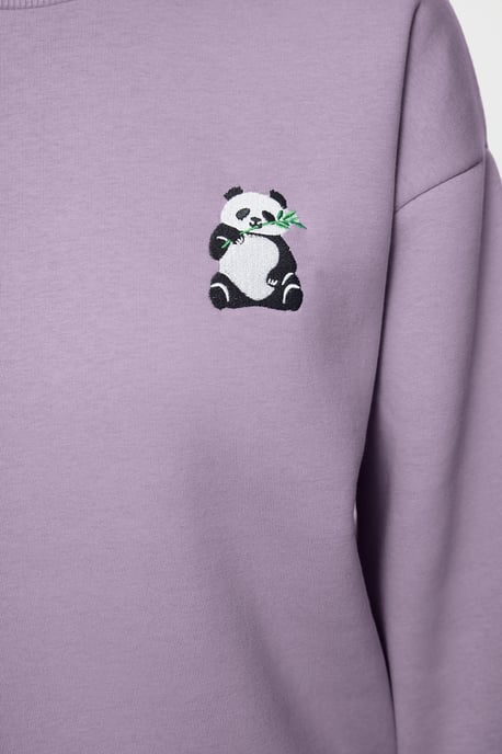 TRENDYOLMİLLA Dames Paars Dierenprint Lang Regular fit Sweatshirts - Image 4