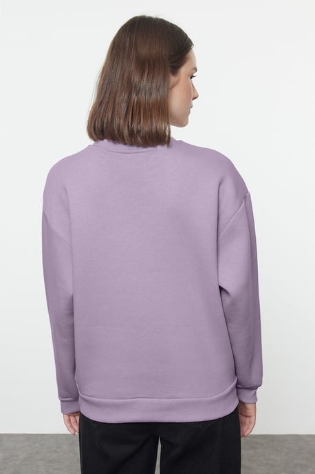 TRENDYOLMİLLA Dames Paars Dierenprint Lang Regular fit Sweatshirts - Image 5