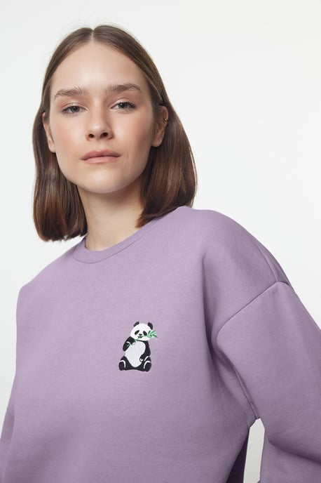 TRENDYOLMİLLA Dames Paars Dierenprint Lang Regular fit Sweatshirts - Image 6