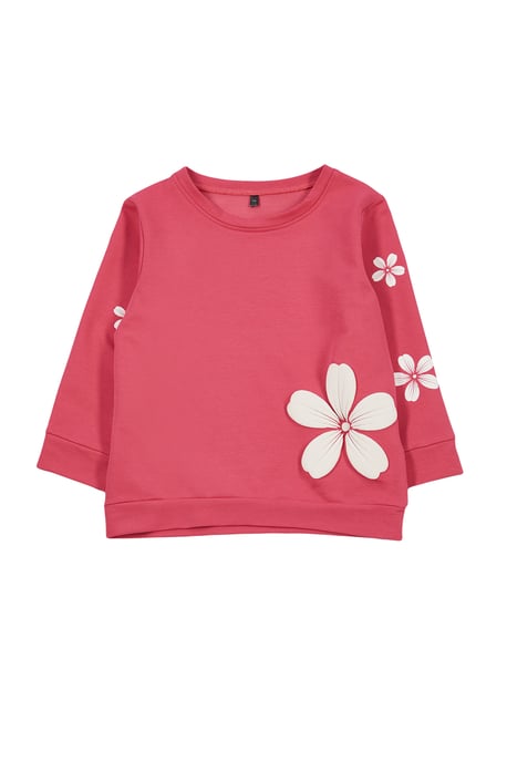 TRENDYOLKIDS Girls Pink Floral Long Regular fit Sweatshirts - Image 3