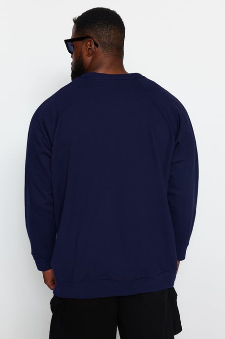TRENDYOL MAN Men's Dark blue Plain Long Oversize Plus Size Sweatshirts - Image 5