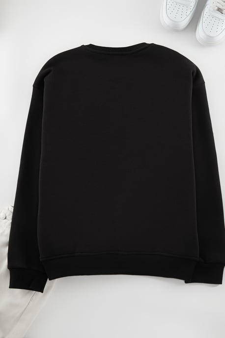 TRENDYOL MAN Men's Black Plain Long Oversize Sweatshirts - Image 3
