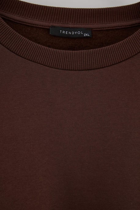 Trendyol Curve Dam Brun Enfärgad Lång Oversize Plus size Sweatshirts - Image 3