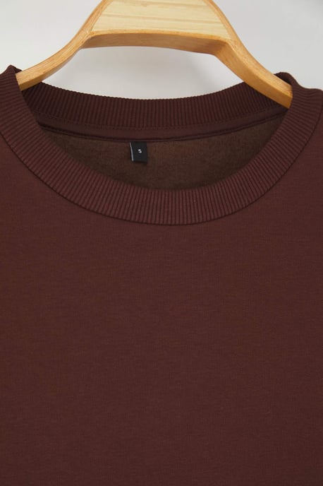TRENDYOLMİLLA Dames Bruin Effen Lang Oversized Sweatshirts - Image 5
