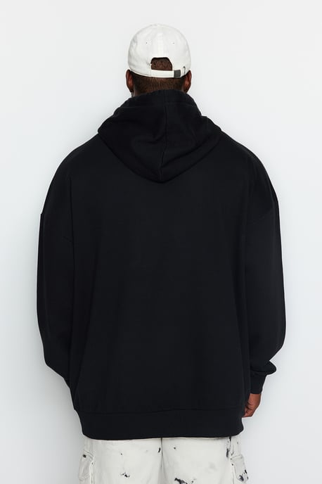 TRENDYOL MAN Men's Black Plain Long Oversize Plus Size Sweatshirts - Image 4