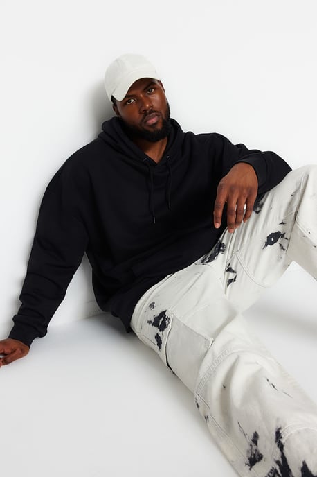 TRENDYOL MAN Men's Black Plain Long Oversize Plus Size Sweatshirts - Image 6