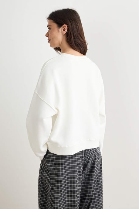 TRENDYOLMİLLA Dames Effen Driekwart mouw Oversized Sweatshirts - Image 3